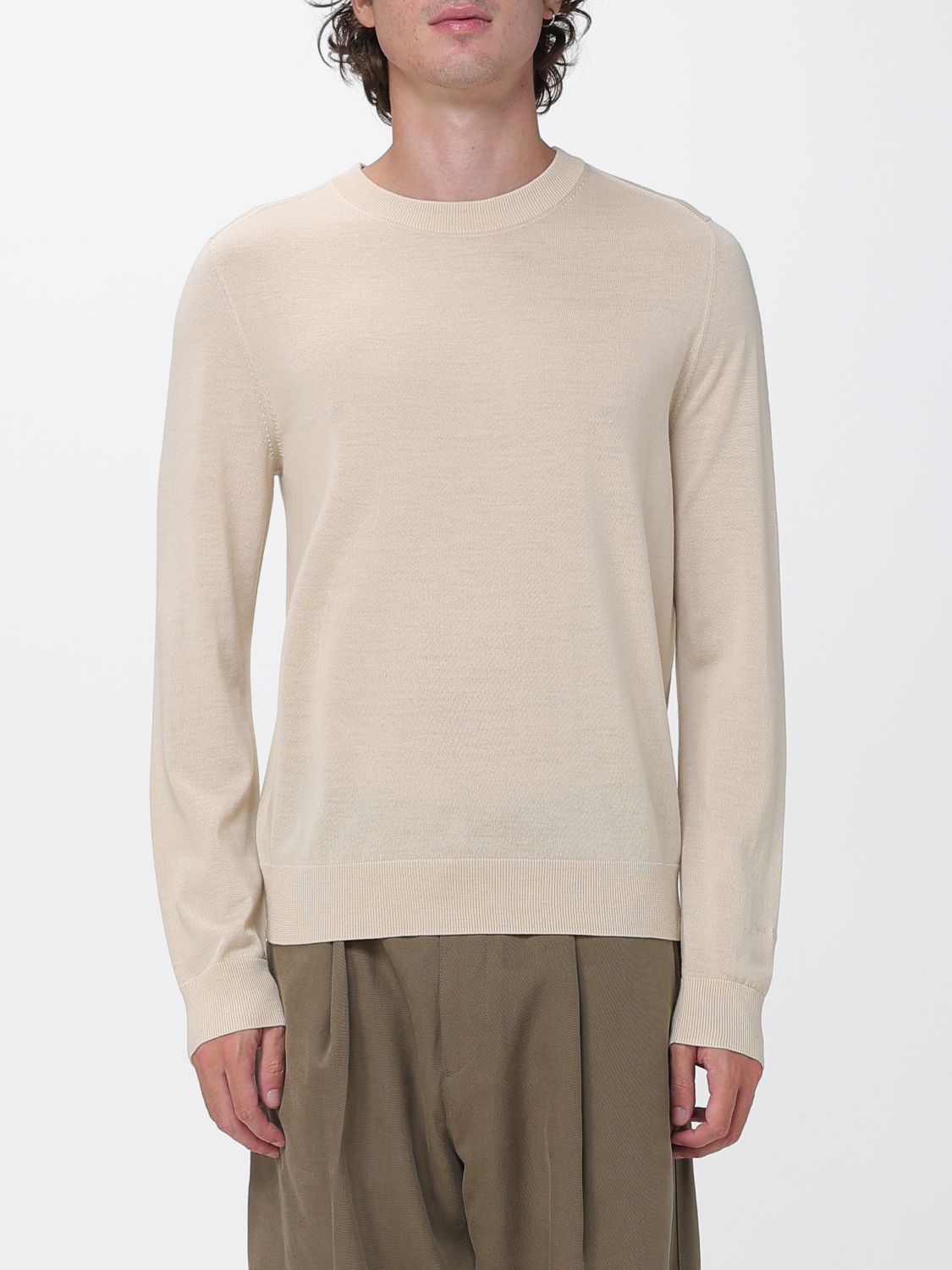 PAUL SMITH Maglia girocollo in pura lana Merino con bordi a costine