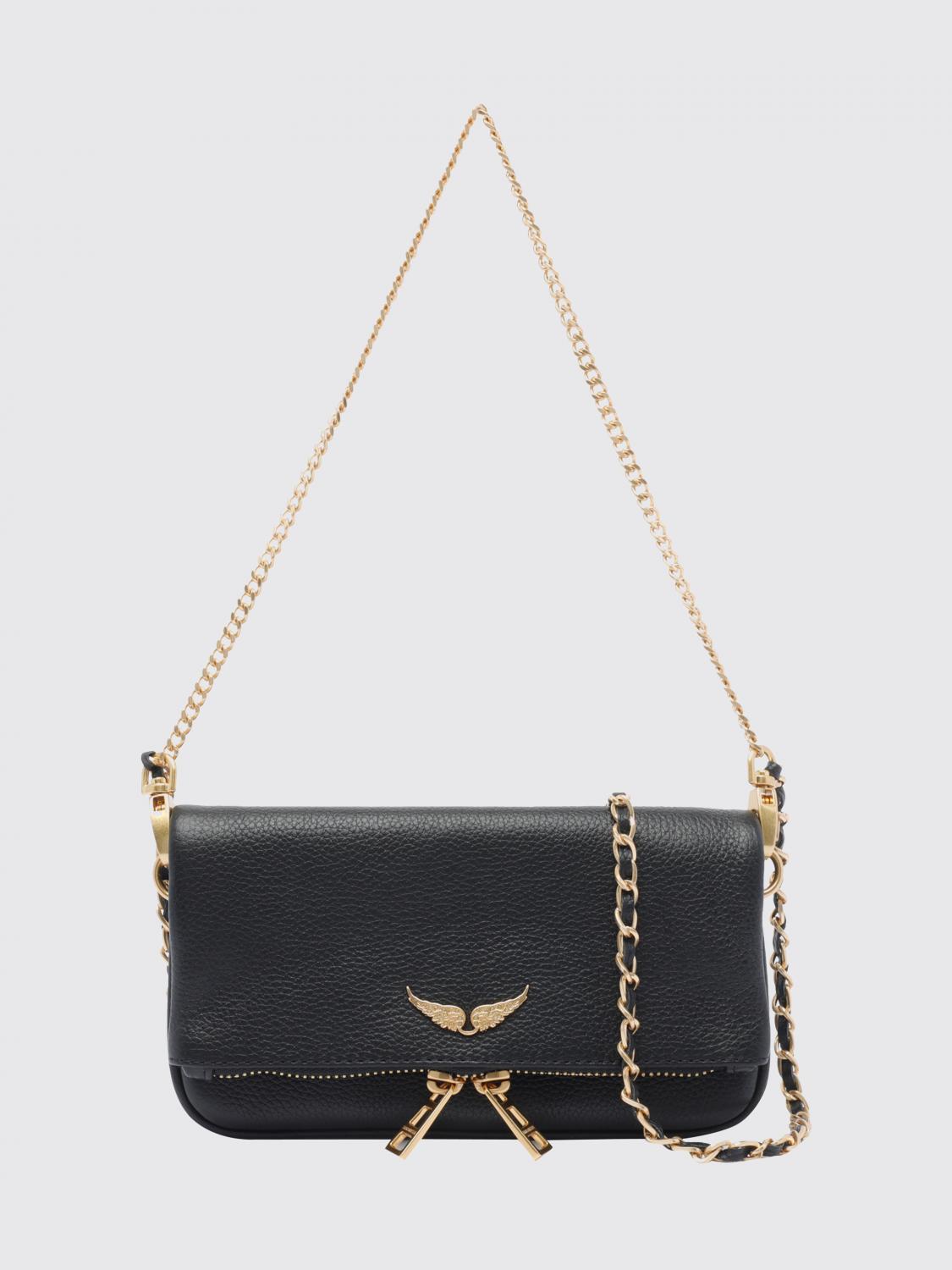 ZADIG & VOLTAIRE Rock Nano Grained Calfskin Leather Crossbody Bag with Logo