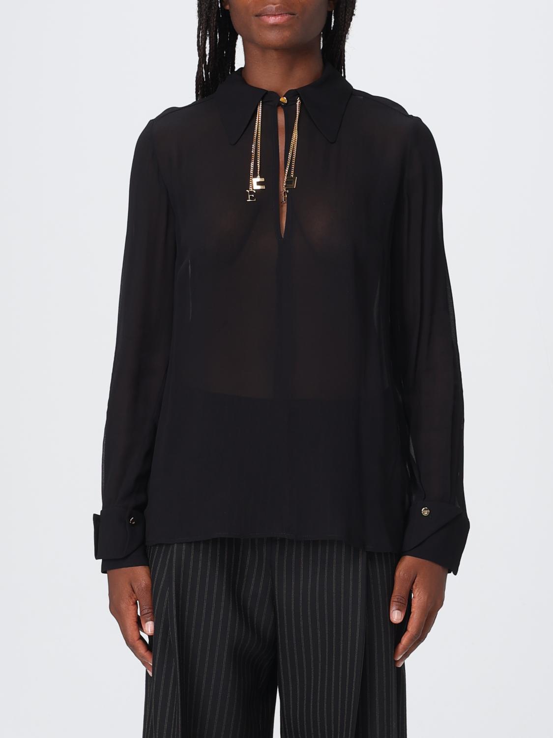 ELISABETTA FRANCHI Transparentes Georgette-Hemd mit Schmuckkragen