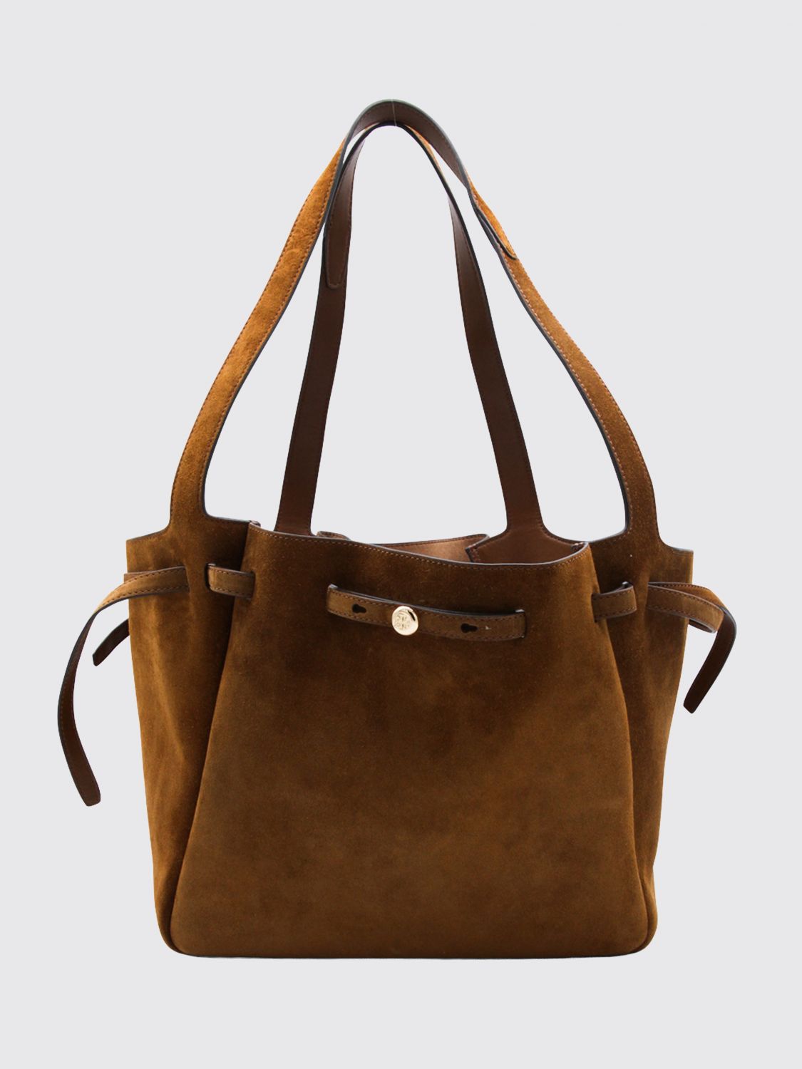 TORY BURCH Romy Large Suede Shoulder Bag with Double Handle