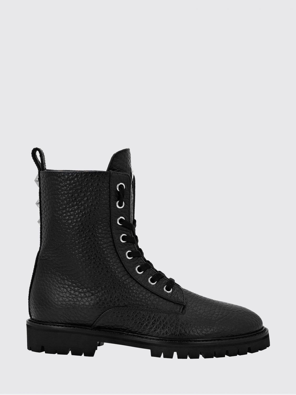PHILIPP PLEIN Anfibi stringati in pelle martellata con suola dentellata