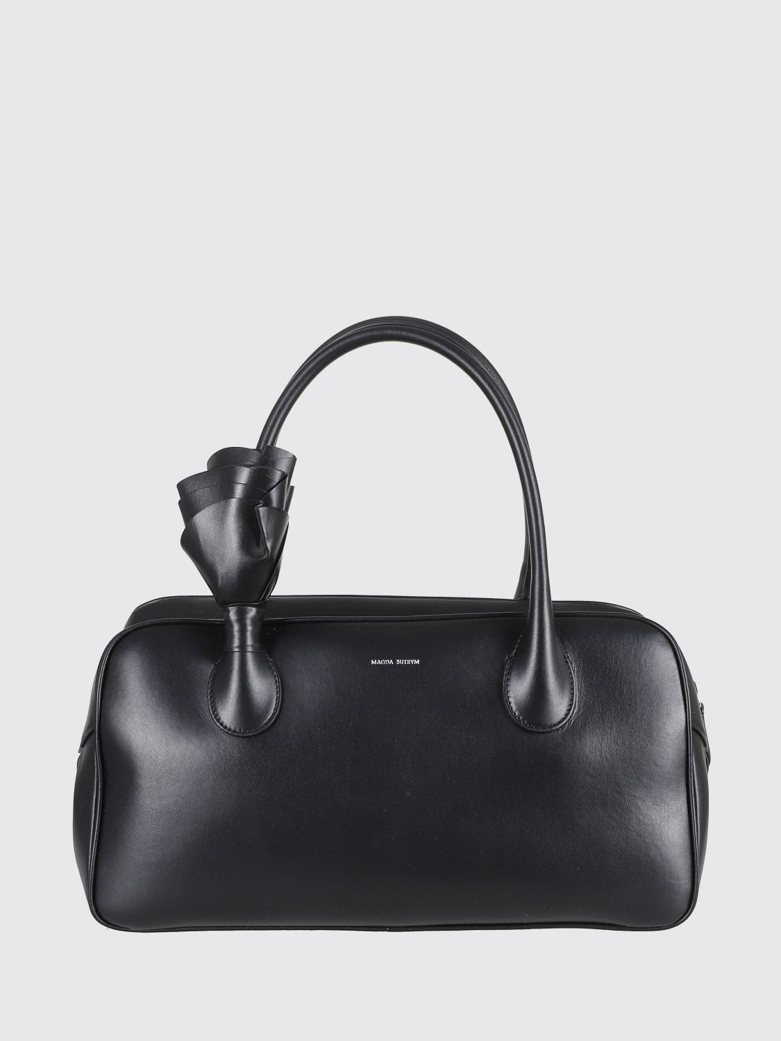 MAGDA BUTRYM Brigitte Leather Handbag with Flower Appliqué