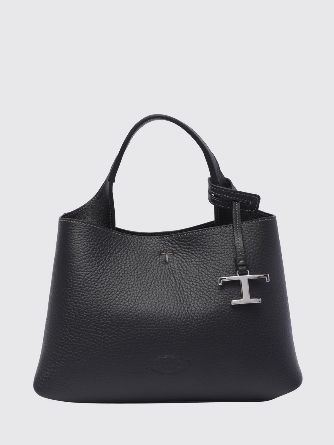 TOD'S Grained Leather Handbag with Removable Strap and Charm