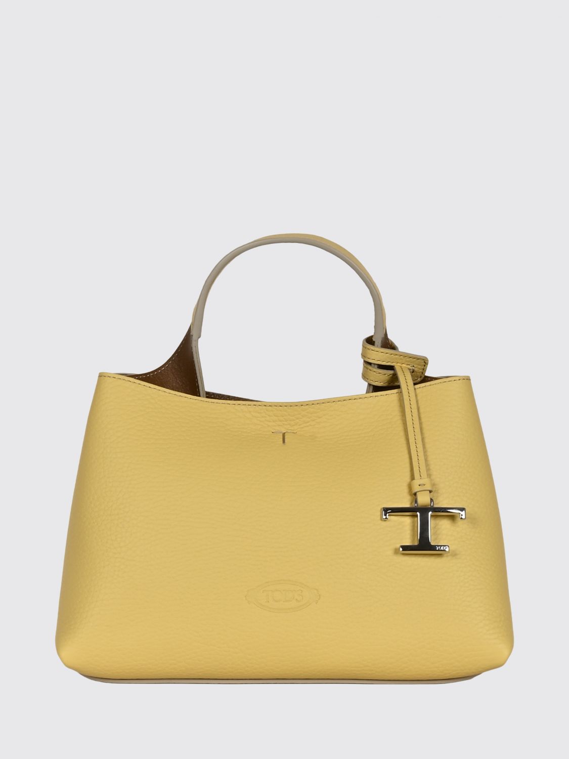 TOD'S Grained Leather Handbag with Removable Strap and Charm
