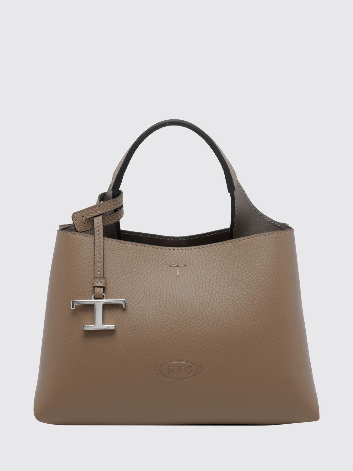 TOD'S Grained Leather Handbag with Removable Strap and Charm
