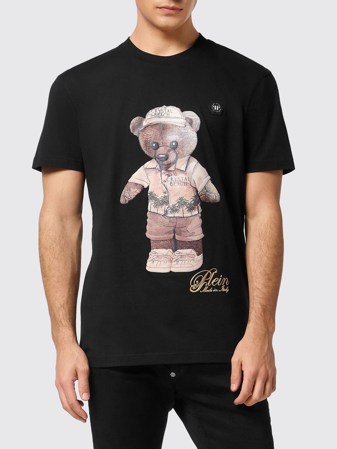 PHILIPP PLEIN T-shirt slim fit in cotone con stampa Teddy Bear a contrasto