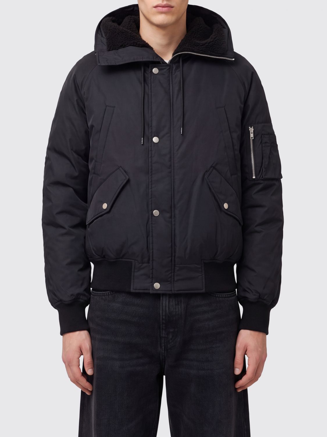 MM6 MAISON MARGIELA Hooded Padded Nylon Bomber Jacket with Multiple Pockets