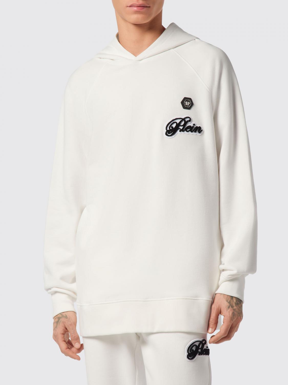 PHILIPP PLEIN Felpa con cappuccio in jersey relaxed fit con logo a contrasto