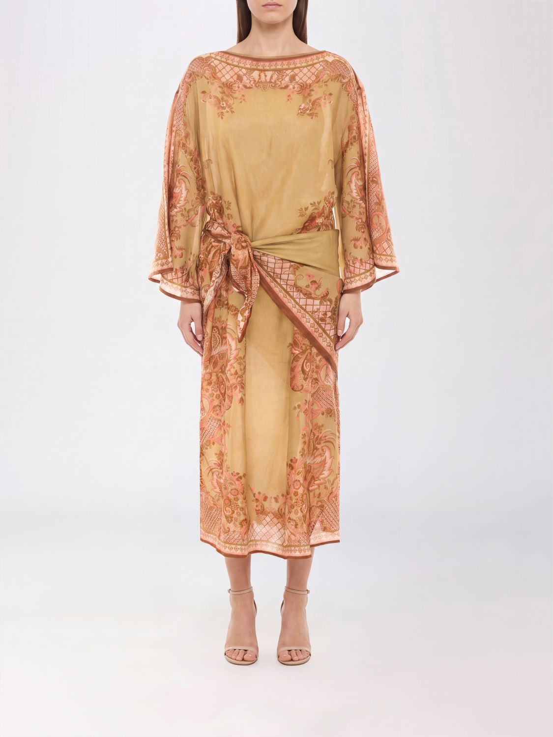 ZIMMERMANN Paisley Print Silk Midi Tunic with a Knotted Waist