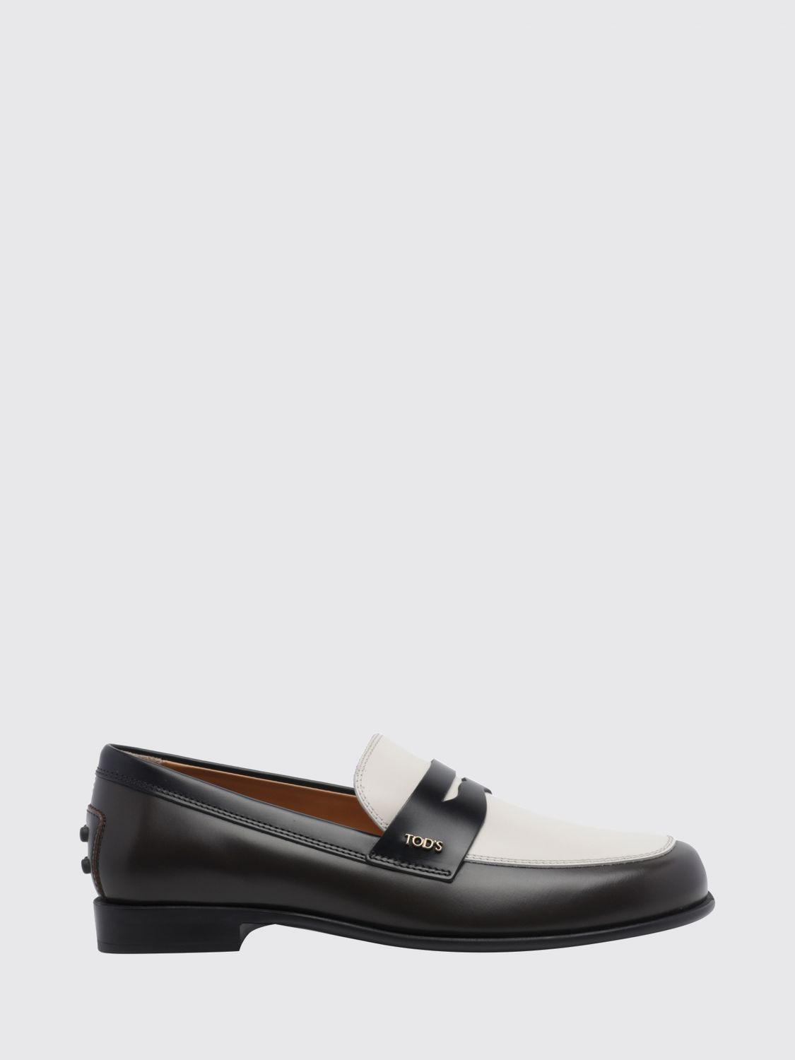 TOD'S Brushed Leather Loafers with Strap and Metal Logo