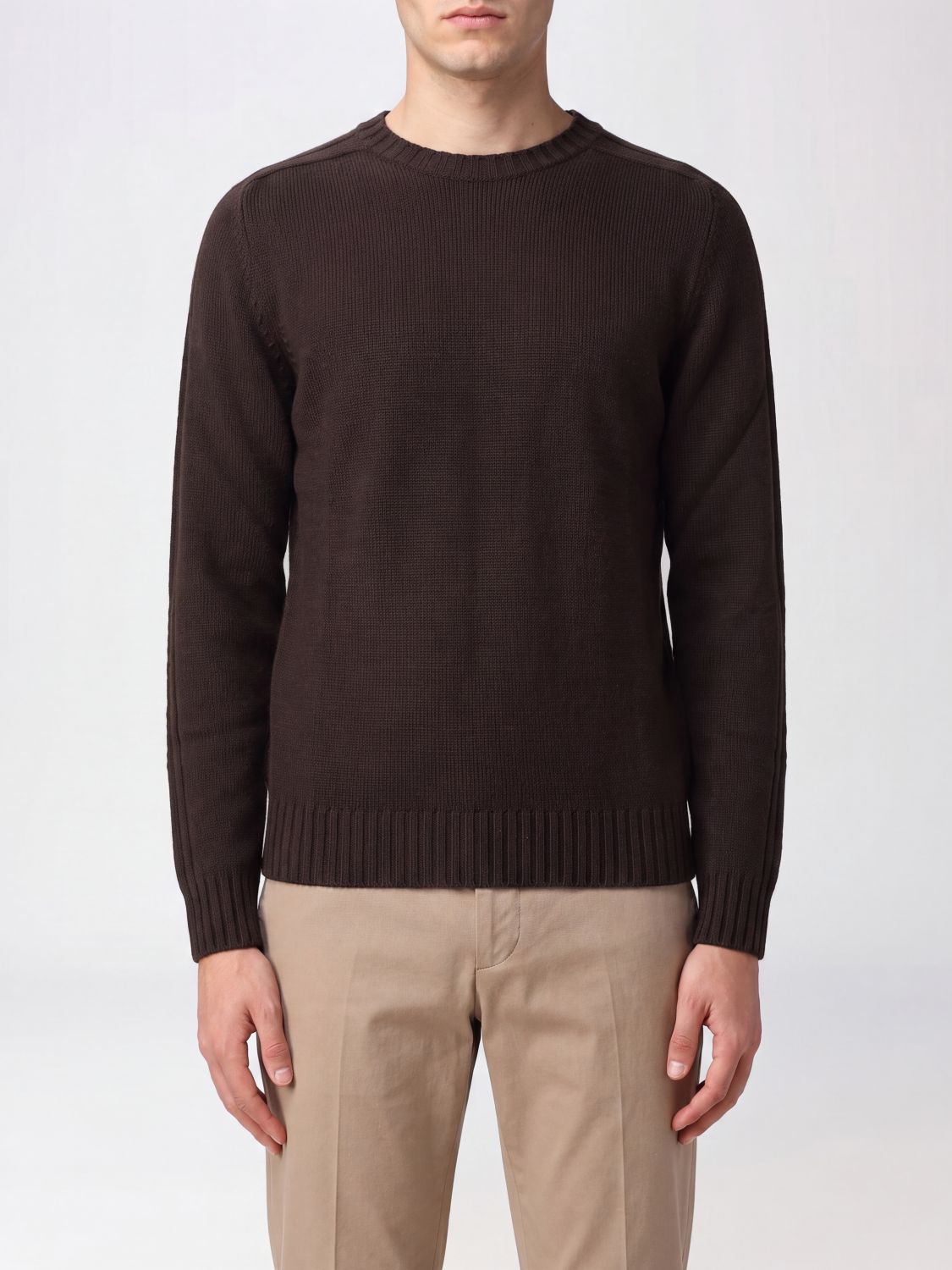 DONDUP Long-Sleeved Crewneck Cotton Knit Jumper with Ribbed Trims