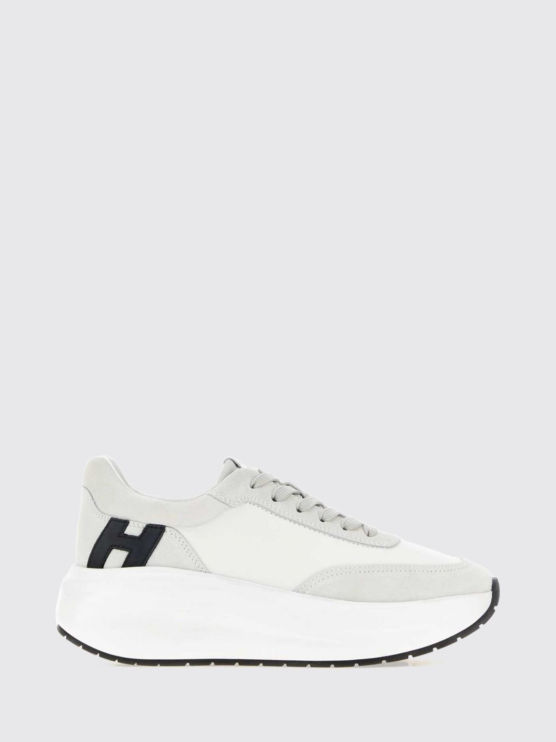 Hogan H696 Sneakers in Smooth Calfskin and Suede with Chunky Sole