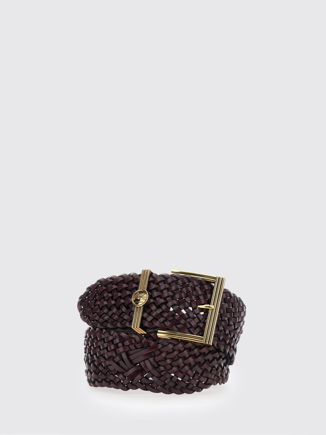 ETRO High Adjustable Woven Calf Leather Belt with Buckle