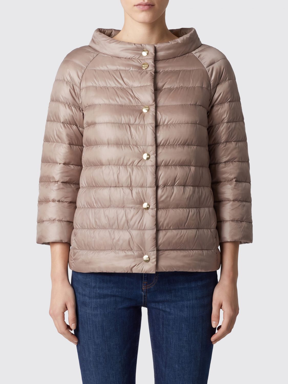 HERNO Reversible Round-Neck Cropped Down Jacket in Ultralight Nylon