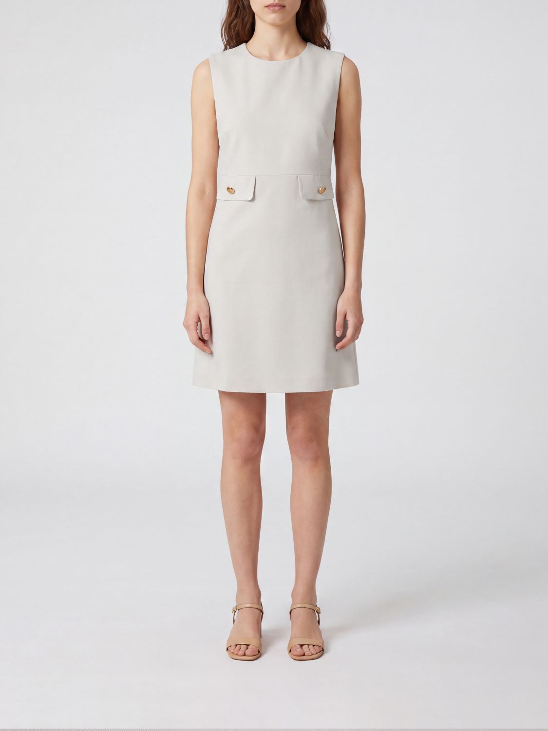 PAROSH P. A.R. O.S. H. Off-the-Shoulder Linen Blend Sheath Mini Dress