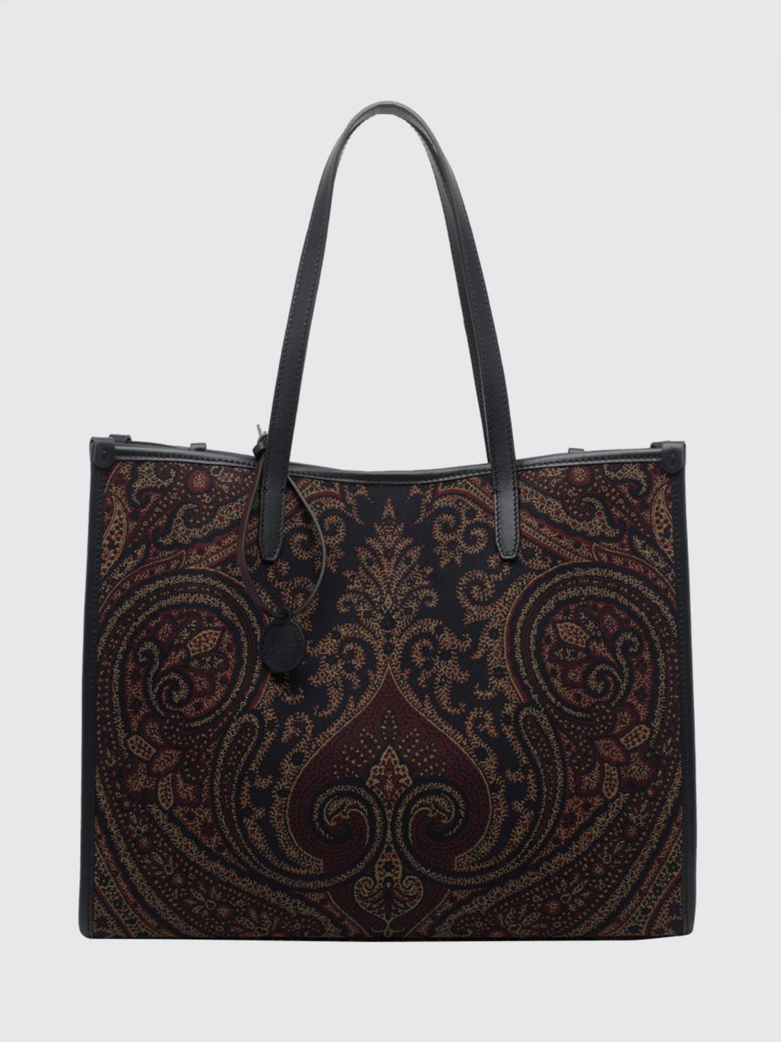 ETRO Paisley Cotton Canvas Tote Bag with Double Handles and Pegaso Logo ETRO Paisley Cotton Canvas Tote Bag with Double Handles and Pegaso Logo