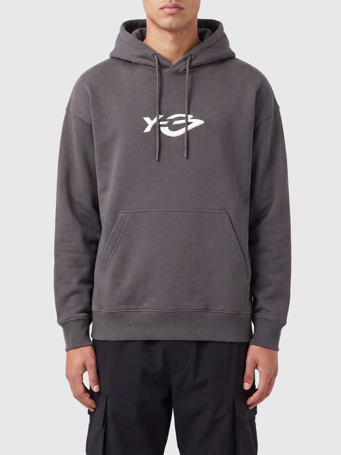 Y-3 Relaxed Fit Cotton Hoodie with Contrast Logo