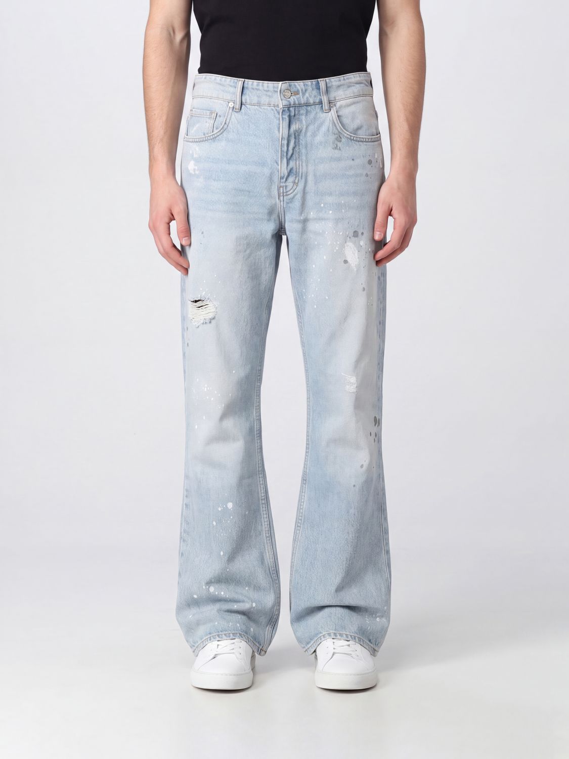 REPRESENT Ausgestellte Distressed-Jeans aus Baumwolldenim mit abstraktem Muster
