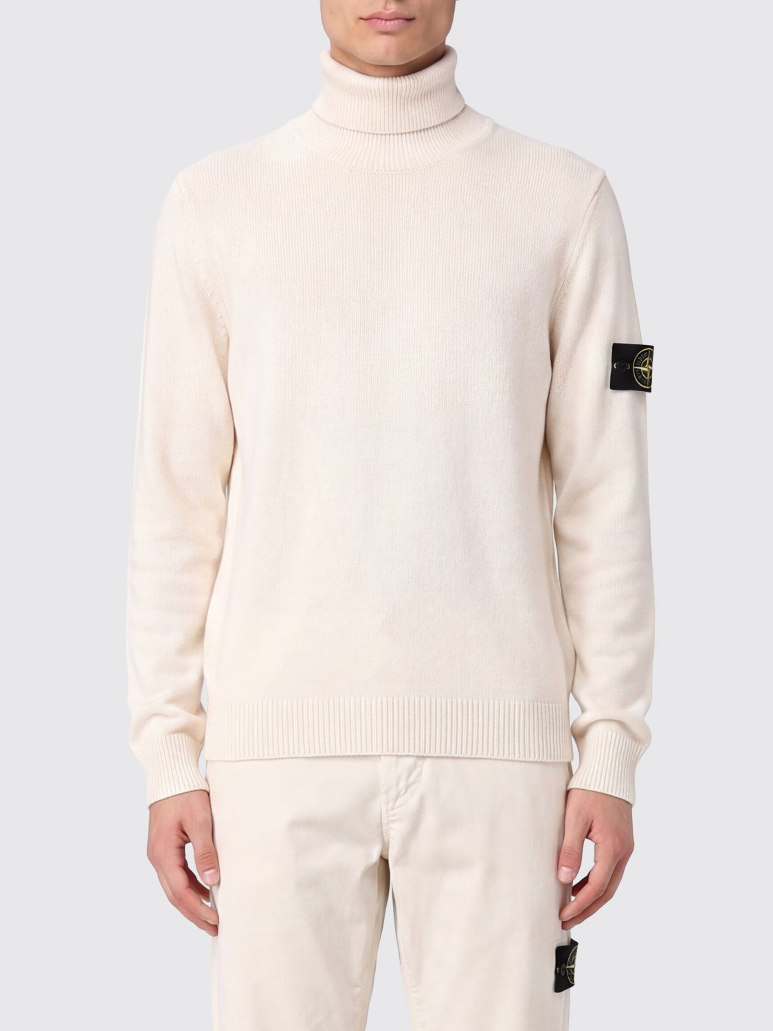 STONE ISLAND Pure Virgin Wool Turtleneck Jumper with Compass Patch
