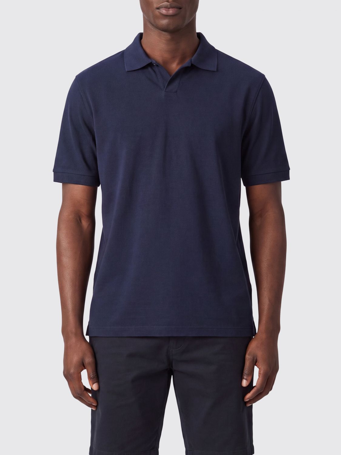 HERNO Short-Sleeved Polo Shirt in Cotton with Classic Collar and V-Neck