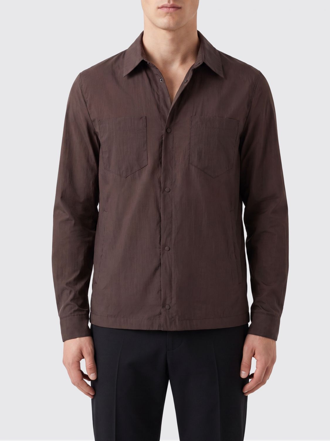 HERNO Recycled Ripstop Nylon Shirt Jacket with French Collar