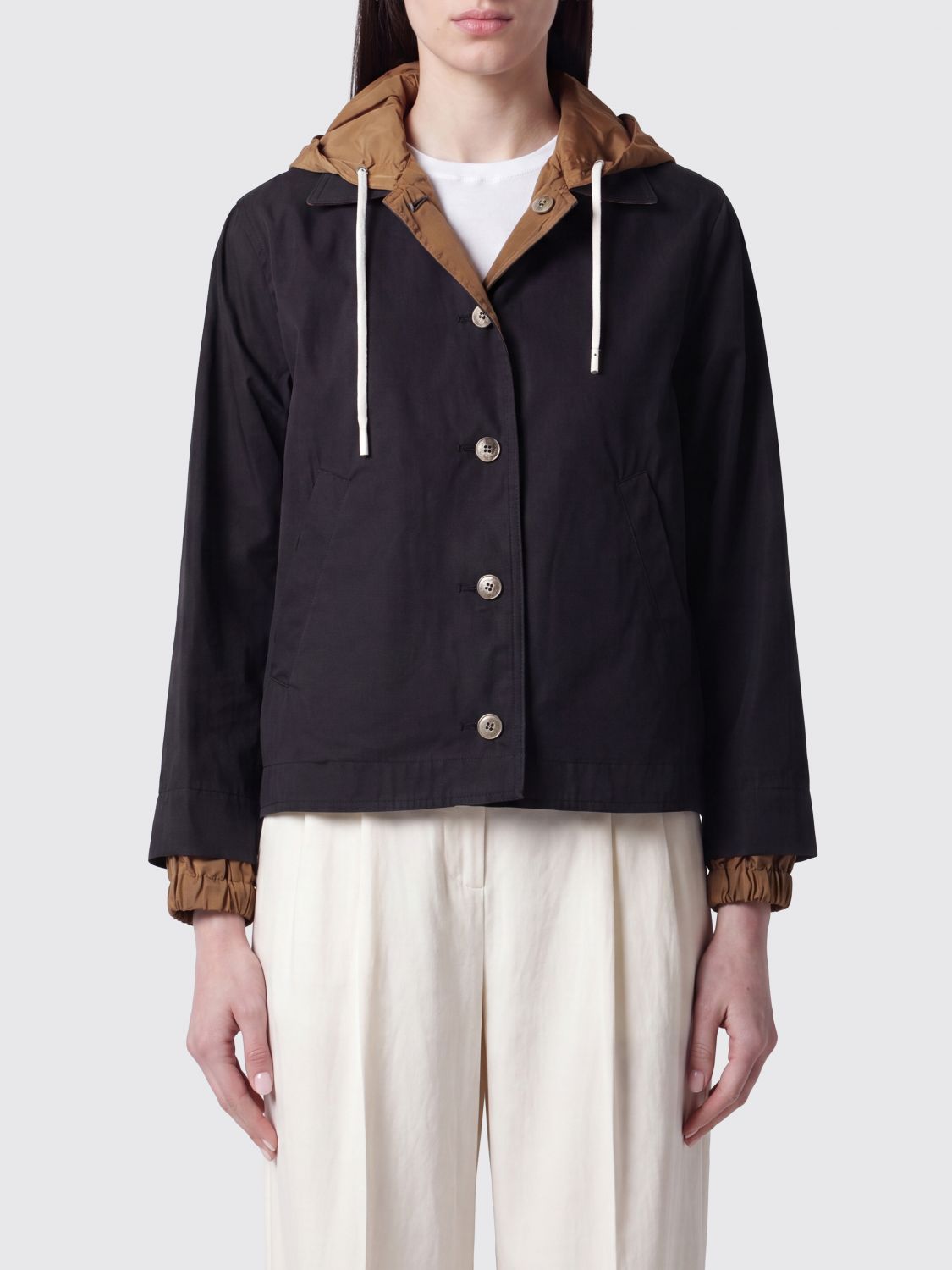 HERNO Short Reversible Cotton Gabardine Jacket with Hood　HERNO ヘルノ フード付きリバーシブルコットンギャバジンショートジャケット HERNO