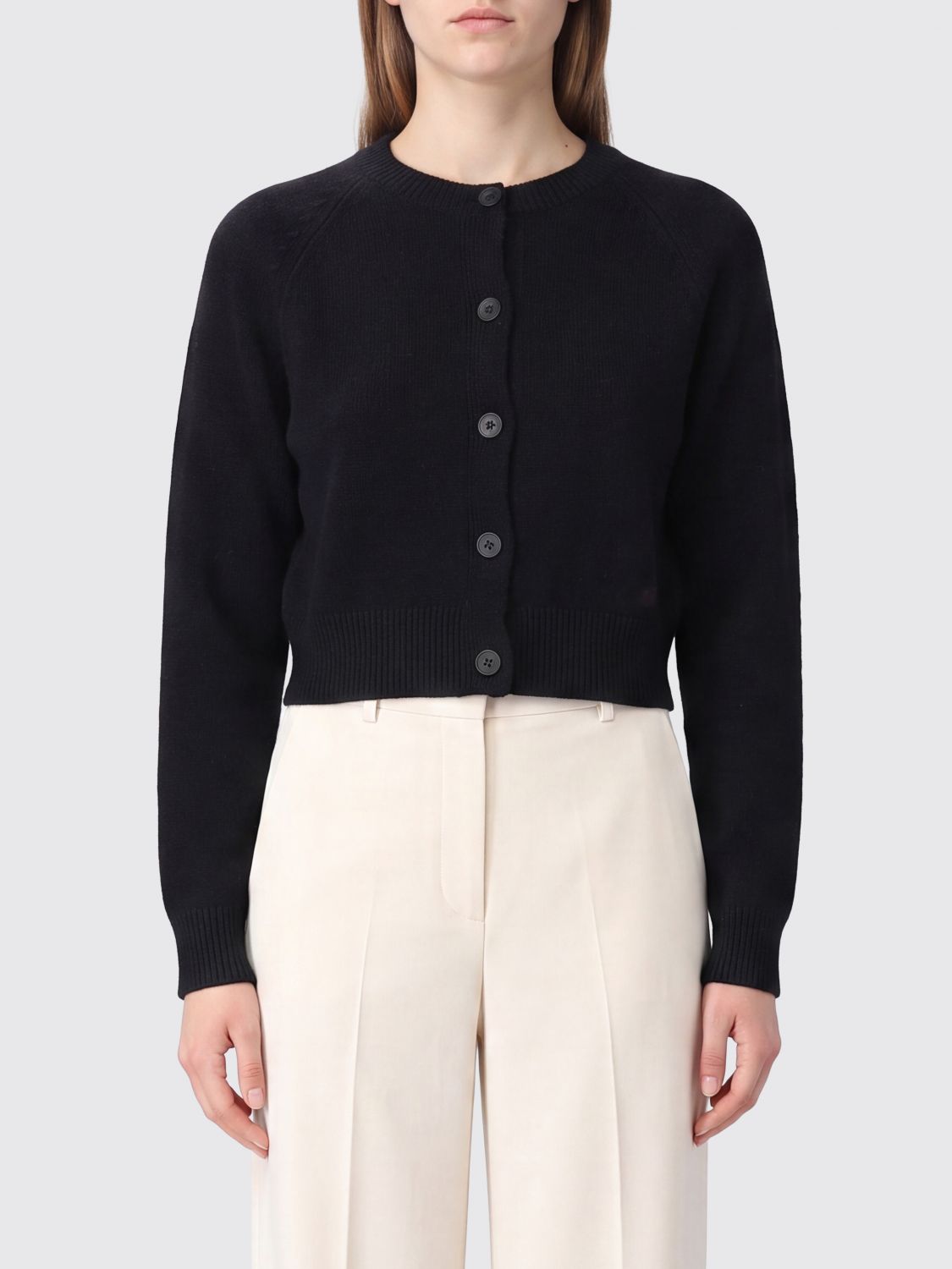 Loulou De Saison Heike Slim Fit Cardigan in Pure Cashmere with Buttons