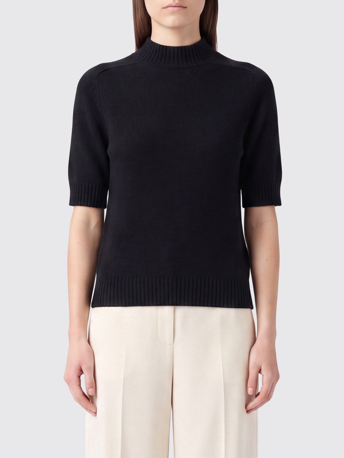 LOULOU DE SAISON Kurzärmeliger Rollkragenpullover Ruth in Slim Fit aus reinem Kaschmir