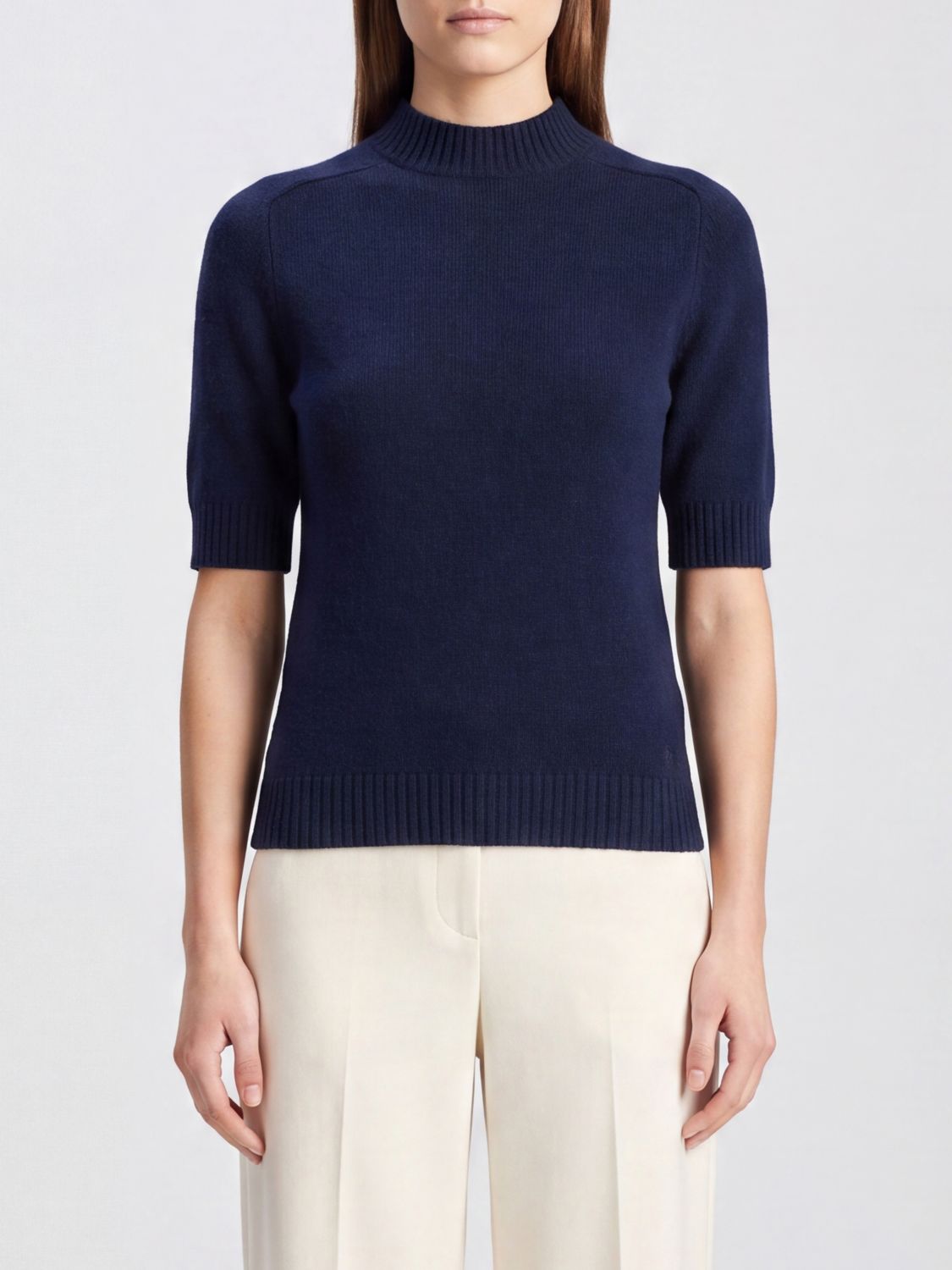 LOULOU DE SAISON Kurzärmeliger Rollkragenpullover Ruth in Slim Fit aus reinem Kaschmir