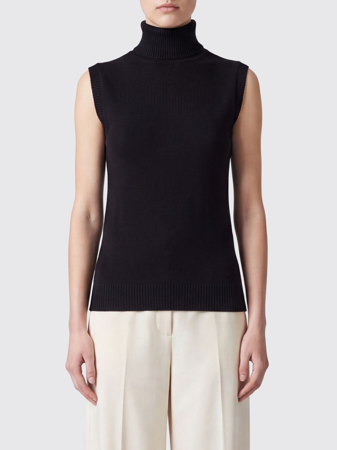 SPORTMAX Sleeveless Slim-Fit Virgin Wool Roll Neck Top