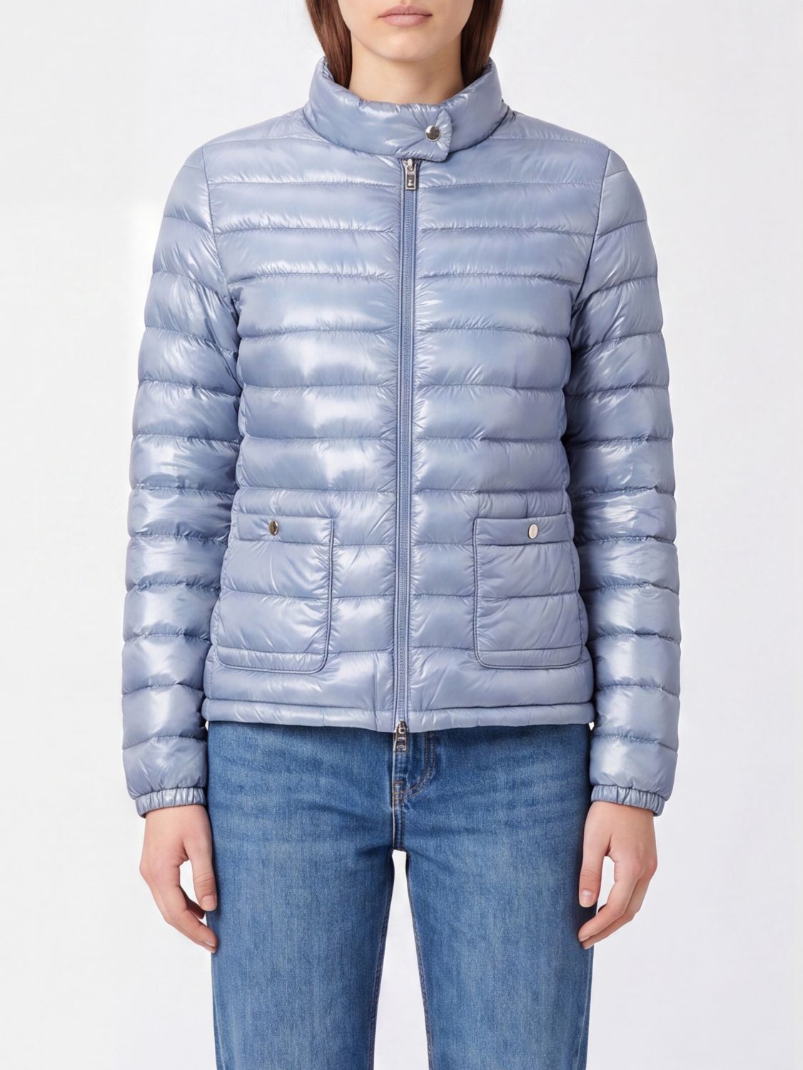 HERNO Short Ultralight Nylon Down Jacket with Biker Collar and Zip