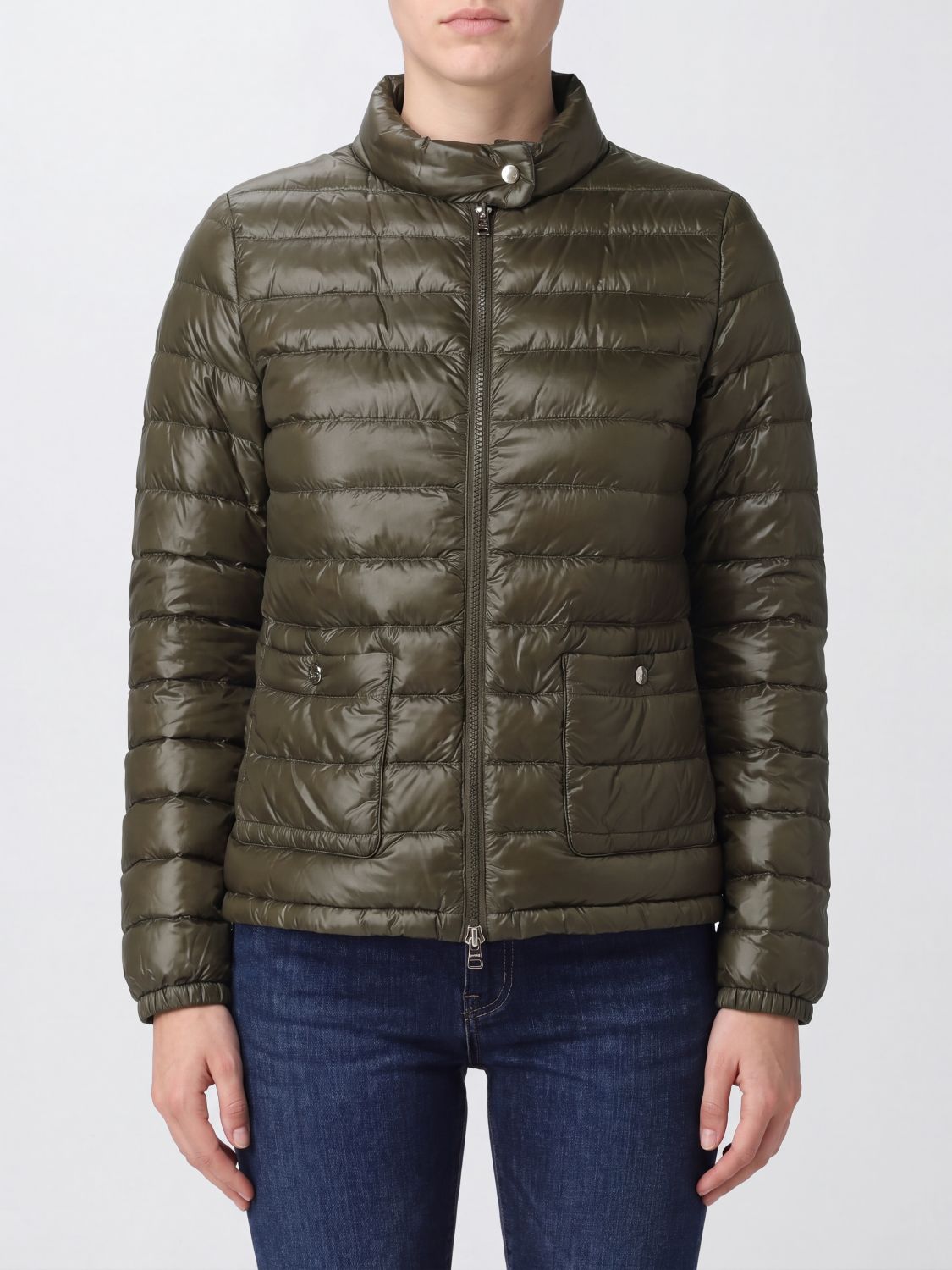 HERNO Short Ultralight Nylon Down Jacket with Biker Collar and Zip