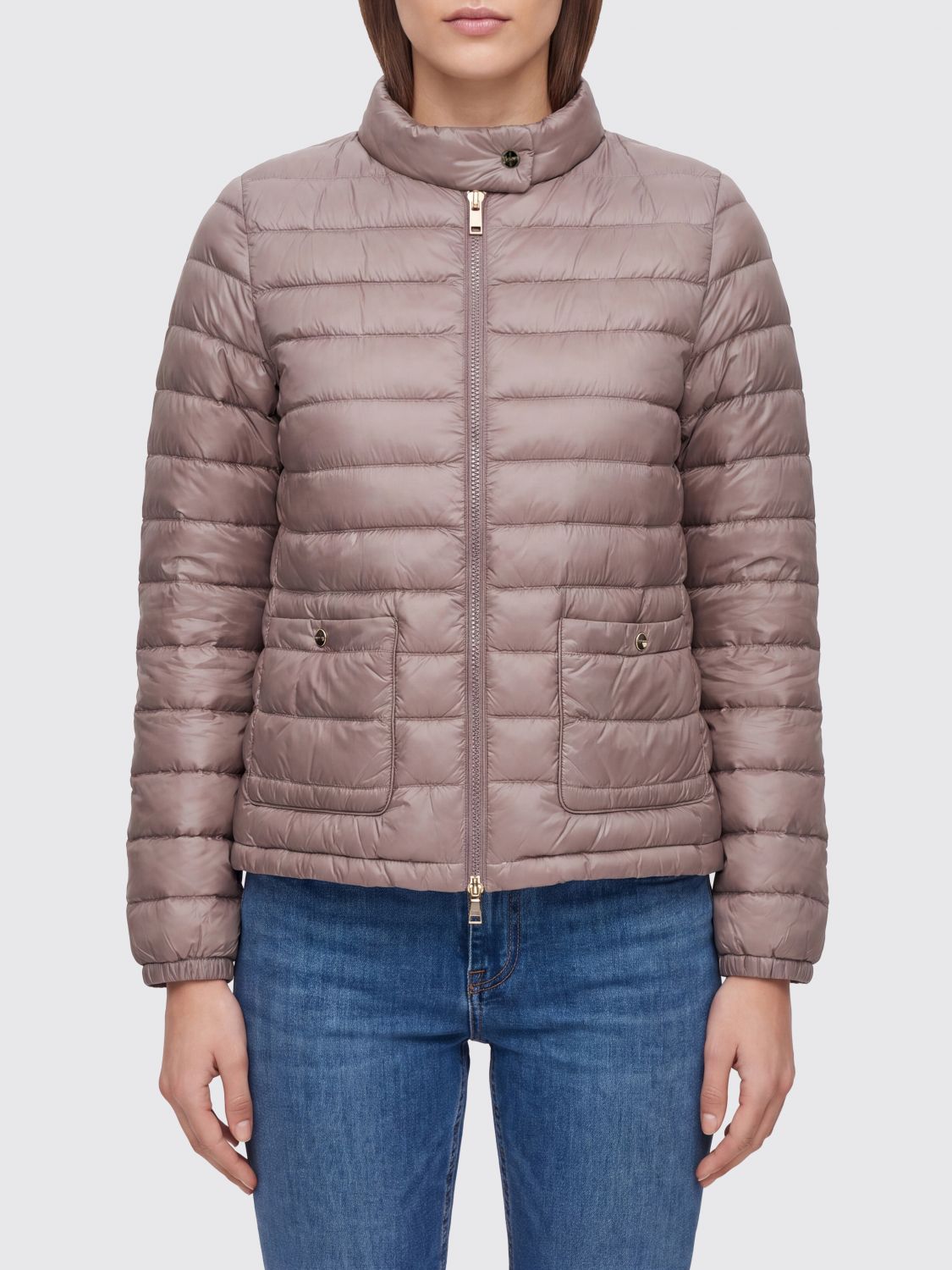 HERNO Short Ultralight Nylon Down Jacket with Biker Collar and Zip