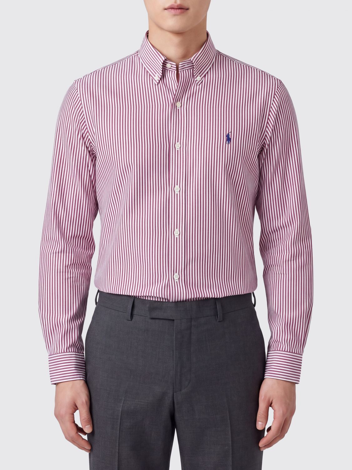 Polo Ralph Lauren Striped Stretch Cotton Shirt with Embroidered Pony Logo