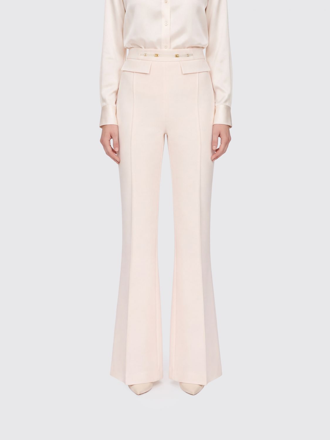ELISABETTA FRANCHI Pantaloni skinny a vita alta in crêpe stretch
