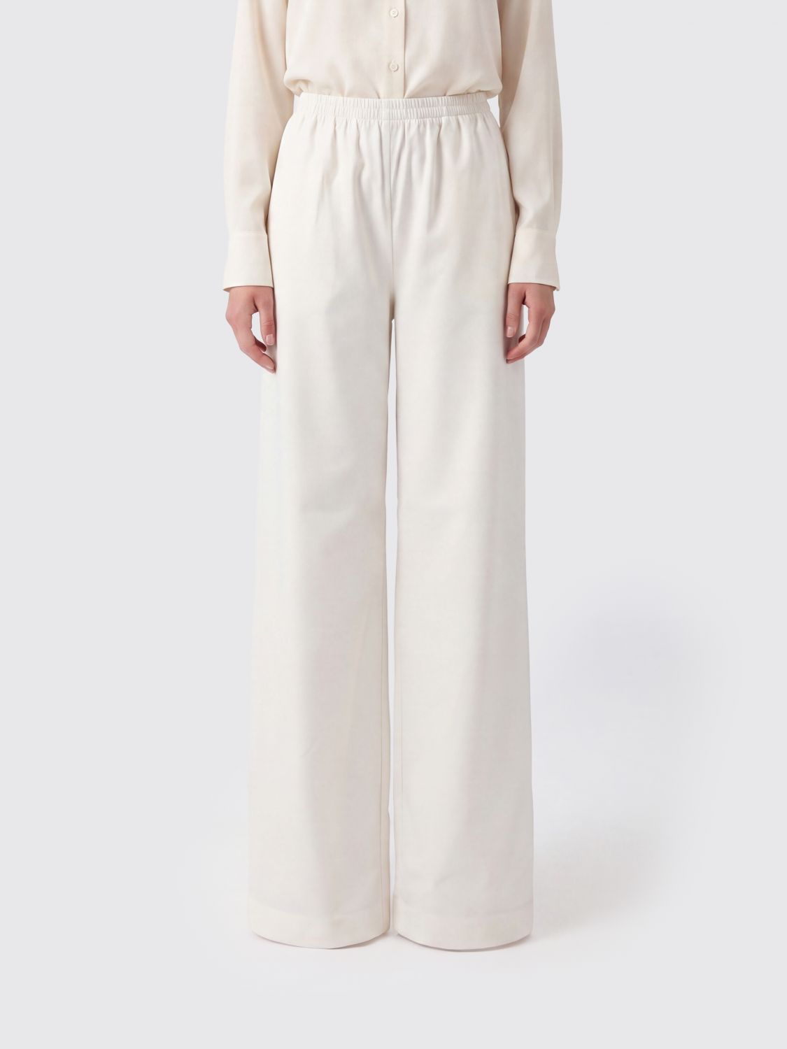 Fabiana Filippi Wool Blend Palazzo Trousers with Elastic Waist and Jewel Detail · 40
