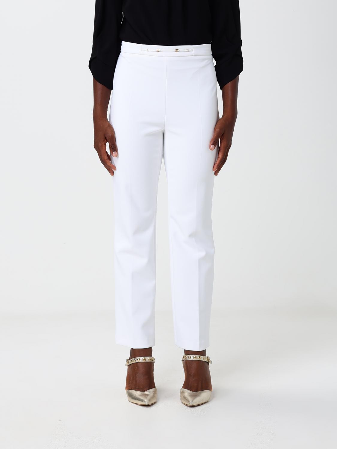 ELISABETTA FRANCHI Pantaloni cropped in crêpe con vestibilità slim fit