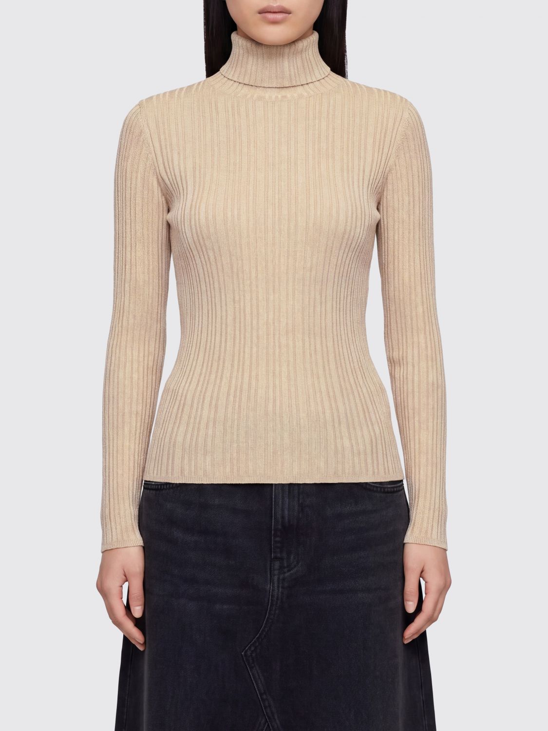 FABIANA FILIPPI Dolcevita slim fit a maniche lunghe in tessuto plissettato