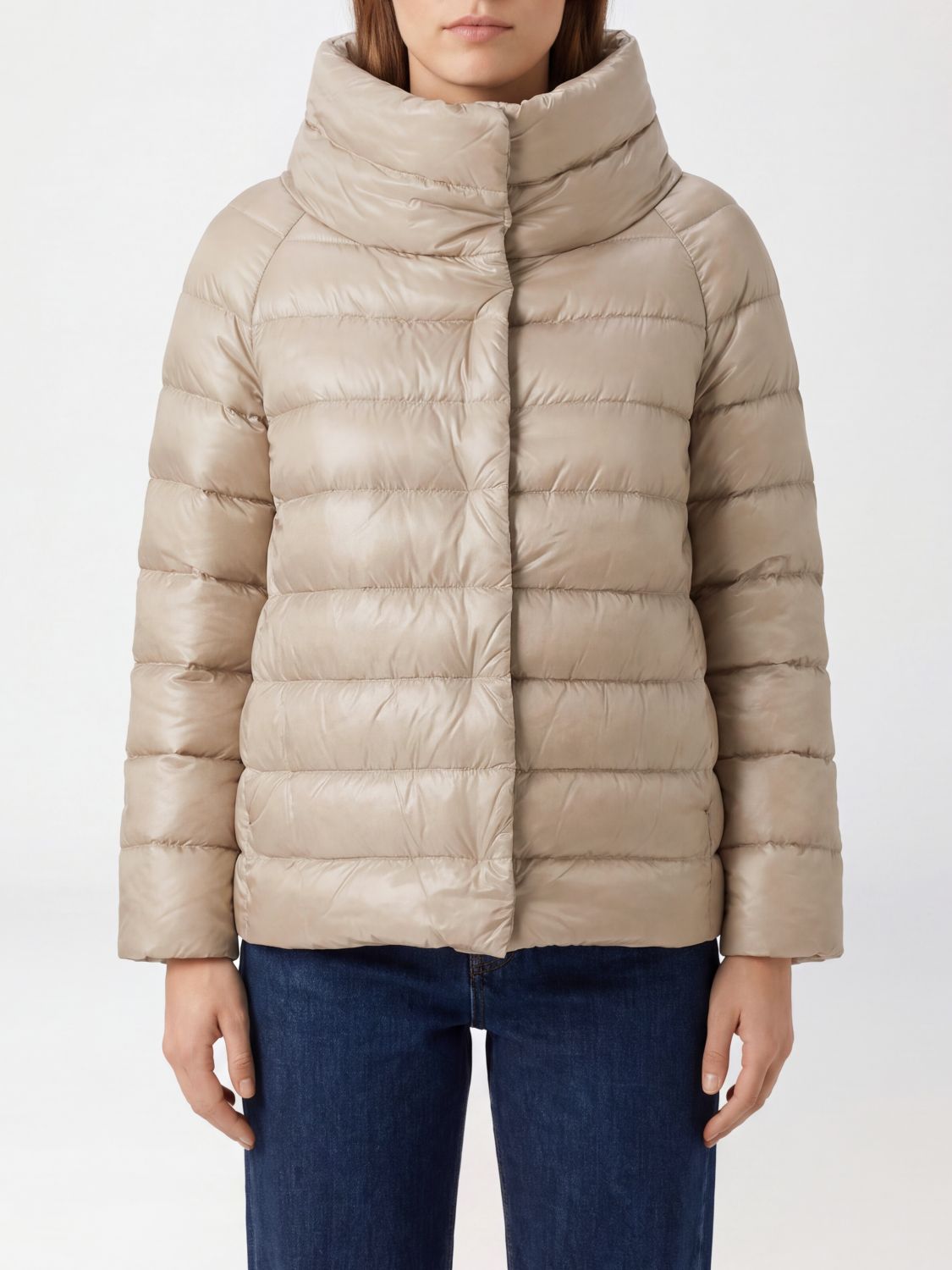 HERNO Sofia Short Ultra-Light Nylon Down Jacket with High Neck