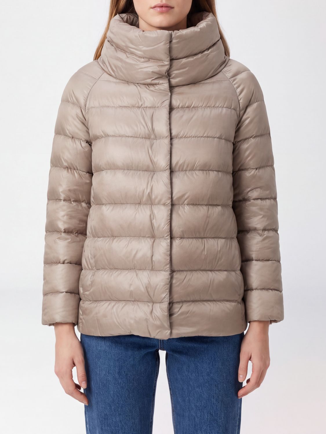 HERNO Sofia Short Ultra-Light Nylon Down Jacket with High Neck