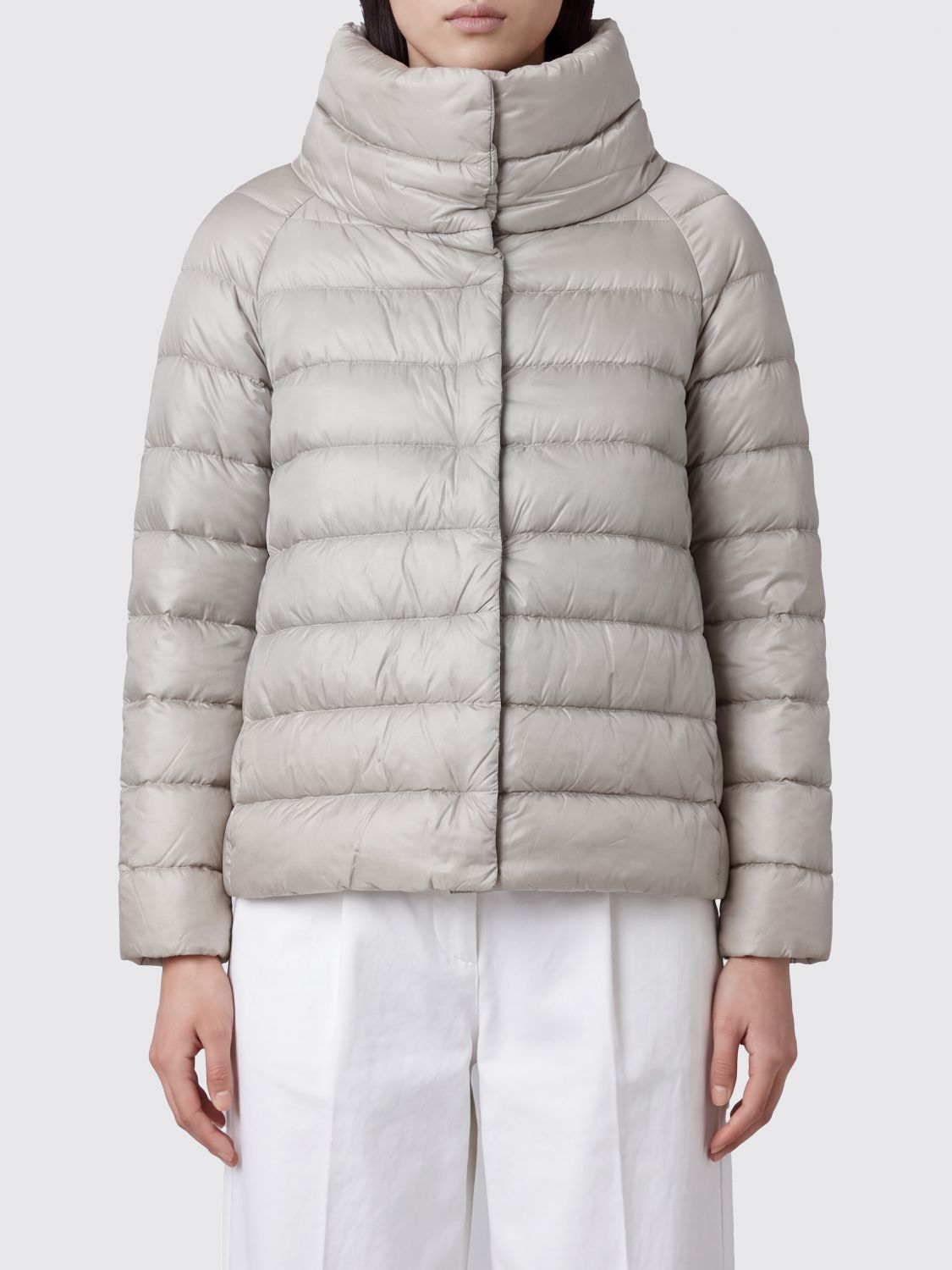 HERNO Sofia Short Ultra-Light Nylon Down Jacket with High Neck