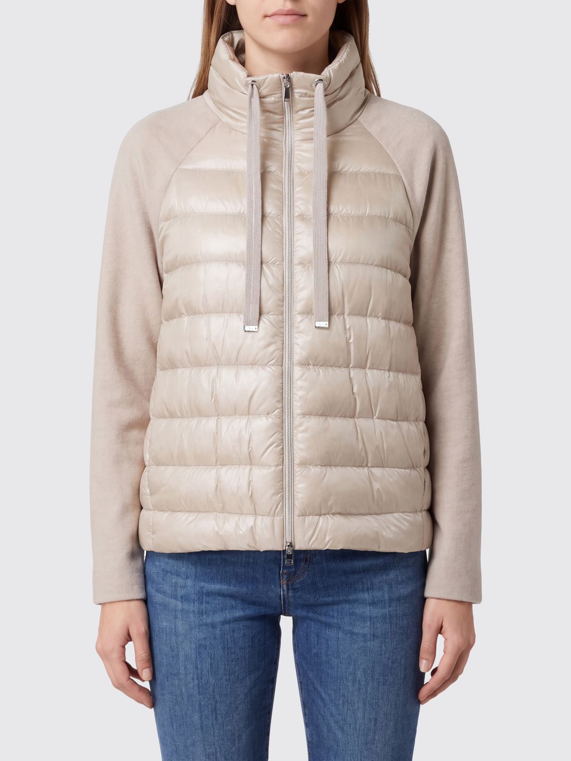 HERNO Short Quilted Nylon Down Jacket with Funnel Neck