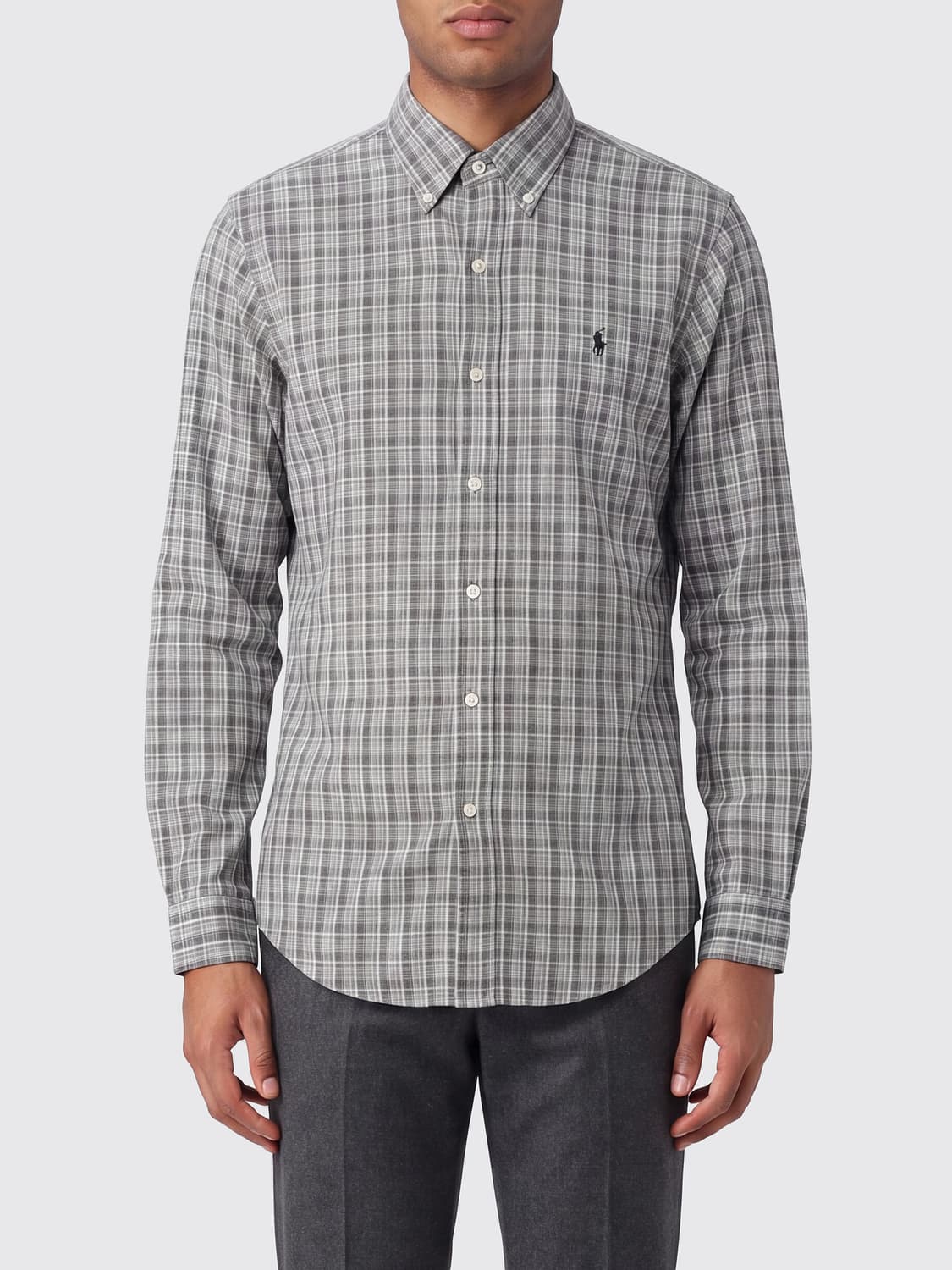 Polo Ralph Lauren Slim Fit Chequered Cotton Shirt with Button-Down Collar