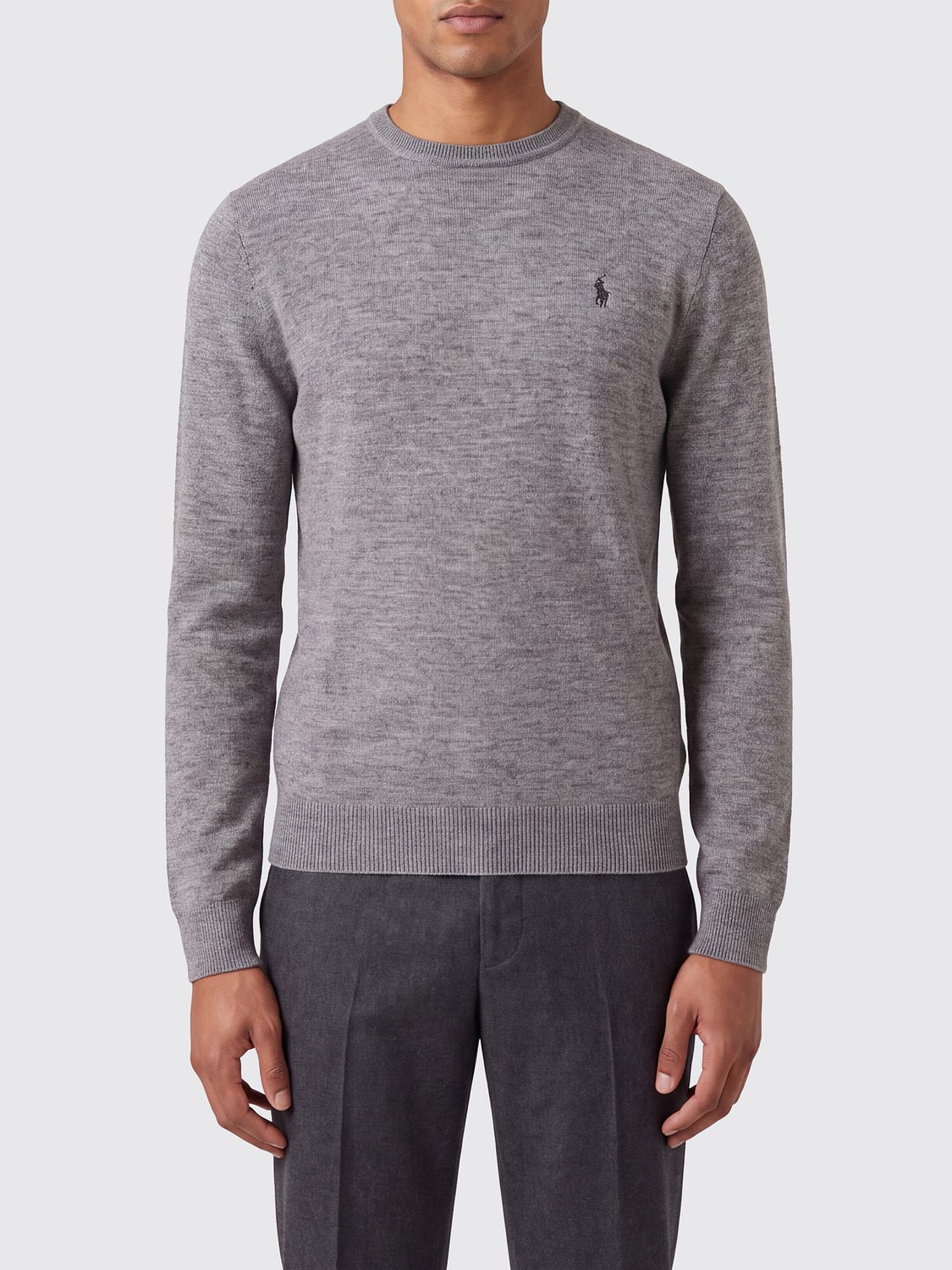Polo Ralph Lauren Crewneck Jumper in Pure Wool with Embroidered Pony Logo