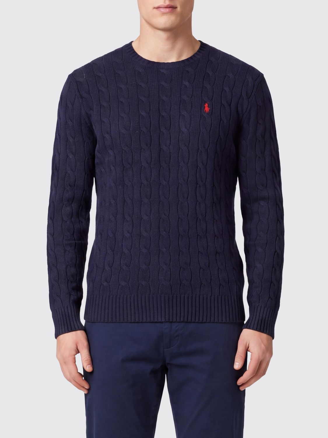 POLO RALPH LAUREN Crewneck Jumper in Wool and Cashmere with Embroidered Pony Logo