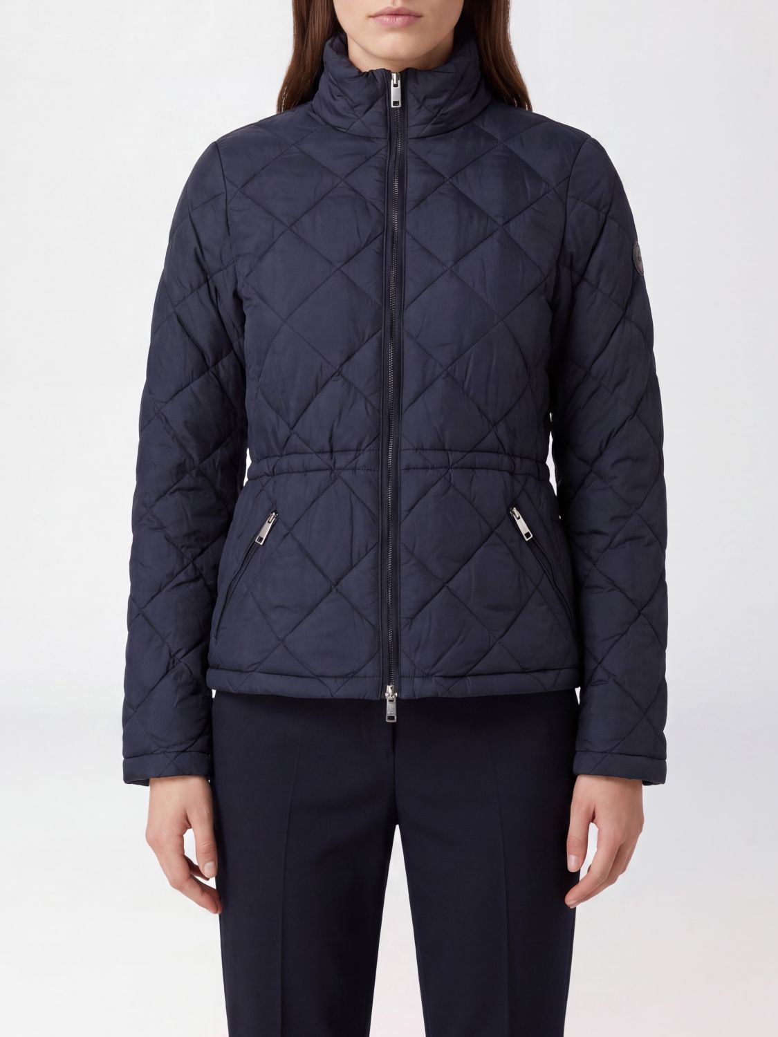 BURBERRY Quilted Nylon Short Puffer Jacket with High Neck and Contrast Logo