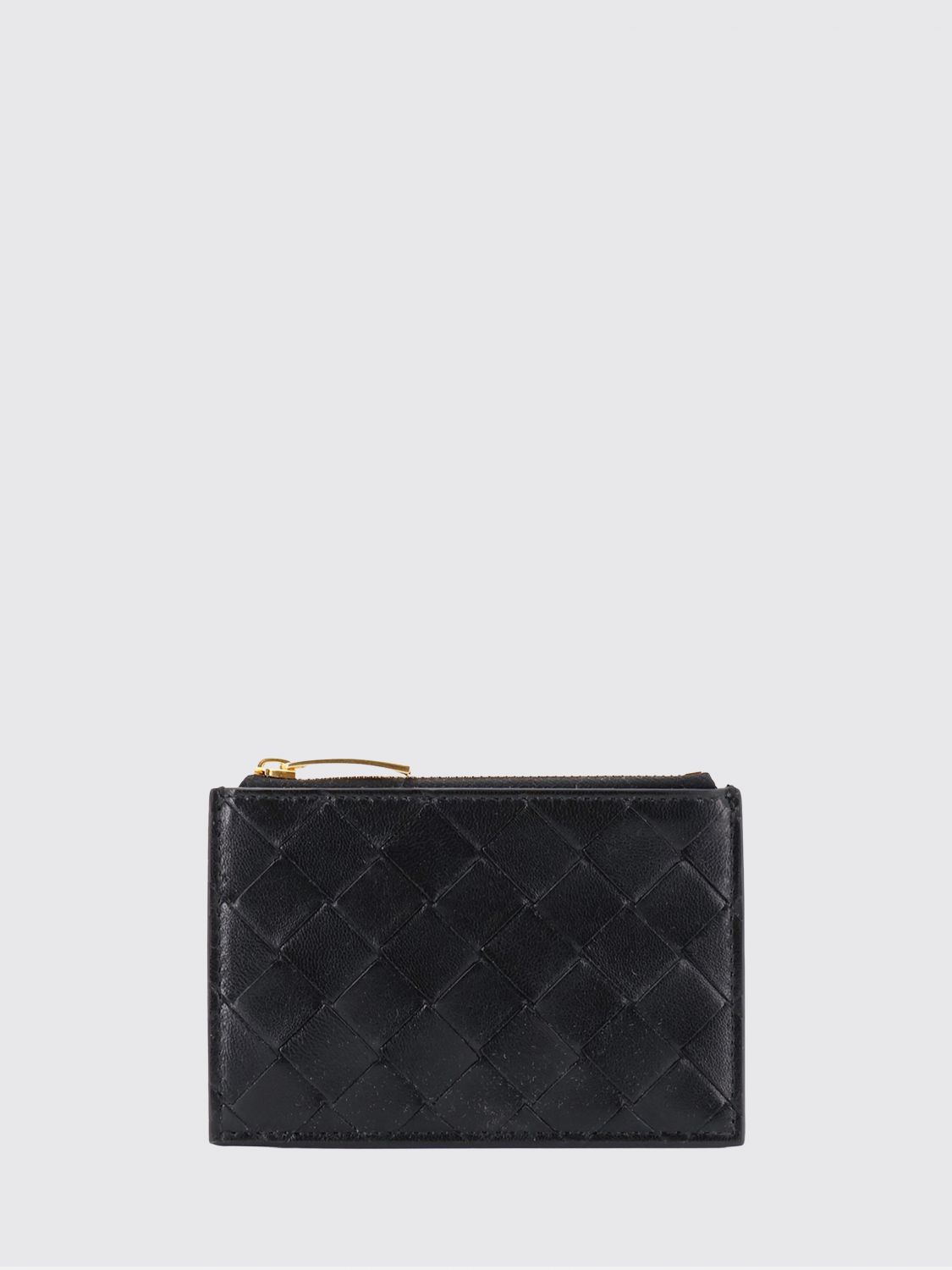 BOTTEGA VENETA Flat Woven Nappa Leather Card Holder with Zipped Pocket