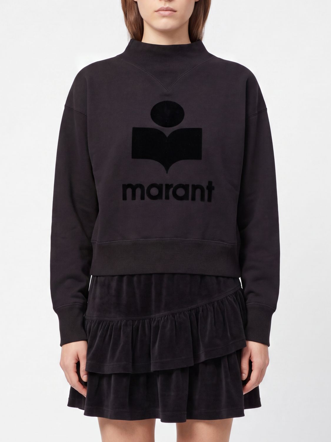 Isabel Marant Etoile Crewneck Cotton Sweatshirt with Contrast Lettering Logo
