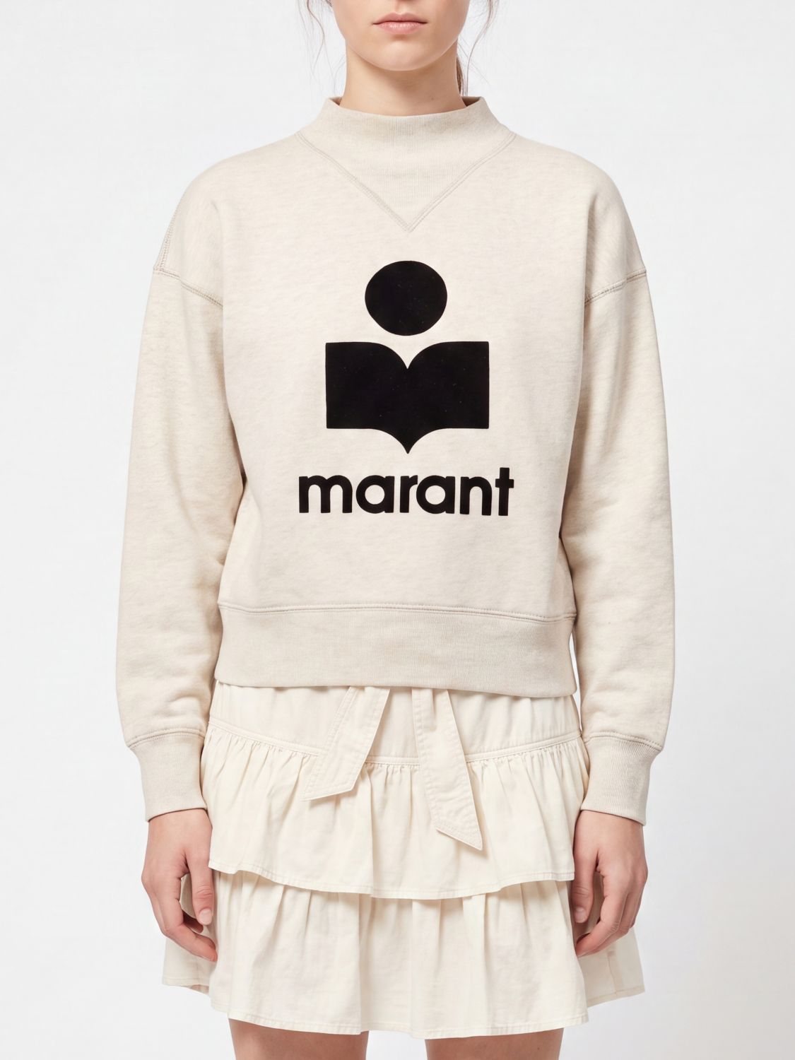 ISABEL MARANT ETOILE Crewneck Cotton Sweatshirt with Contrast Lettering Logo