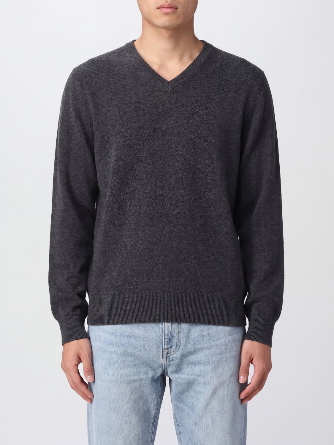 BRUNELLO CUCINELLI Pure Cashmere V-Neck Jumper with Ribbed Trims